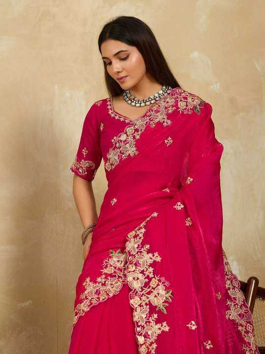 Chiffon  Embroidered Cutwork Saree